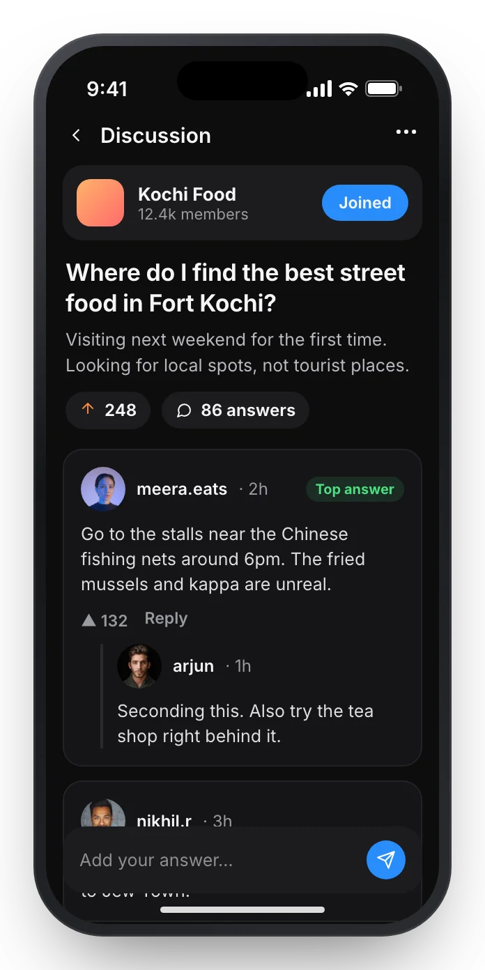 A community discussion in Matrix Arena
